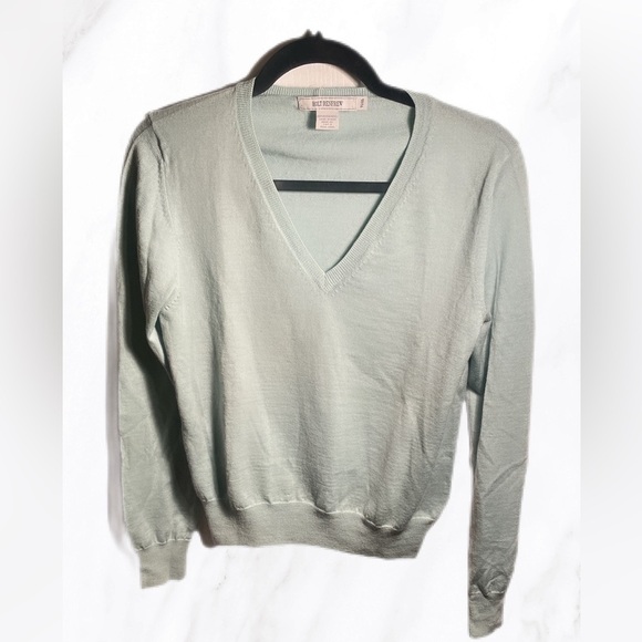 Holt Renfrew crew neck mint  green merino wool long sleeve light knit sweater XL - Picture 2 of 4